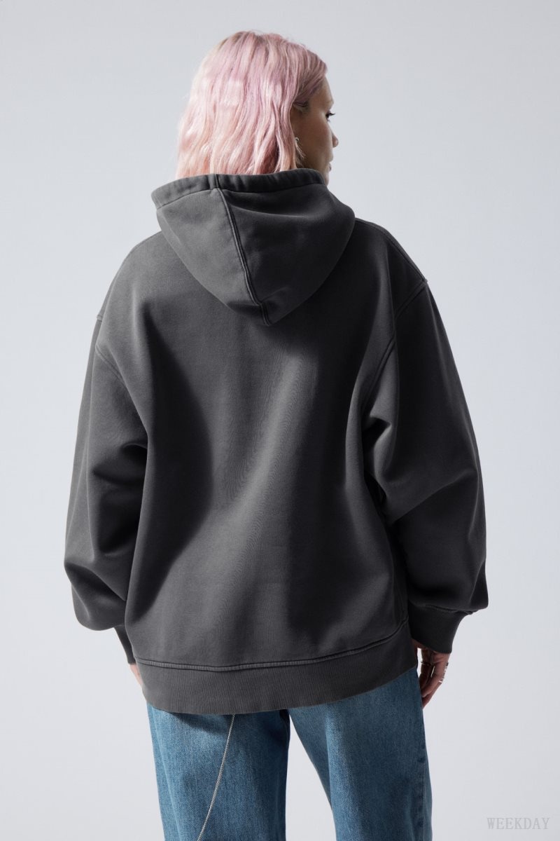 Weekday Essence Washed Oversized Hoodie Grey | VOHU5272