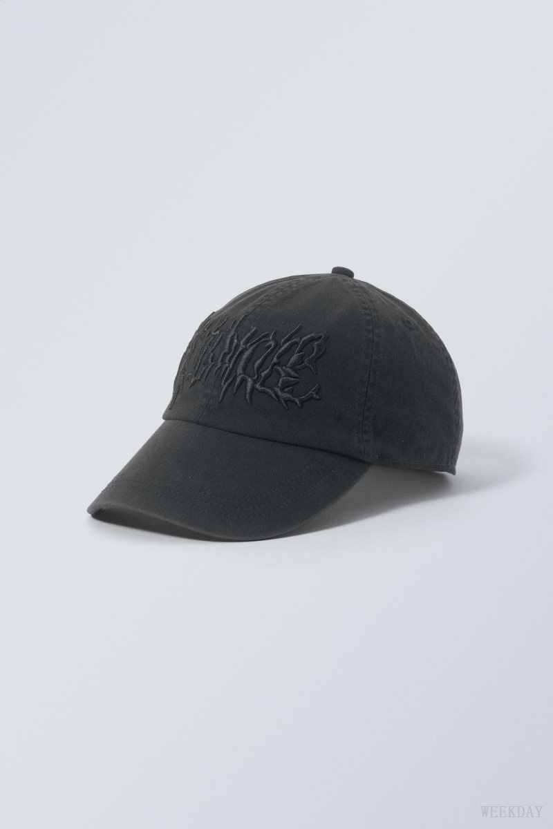 Weekday Essential Embroidery Cap Dark Grey | DHFK8541