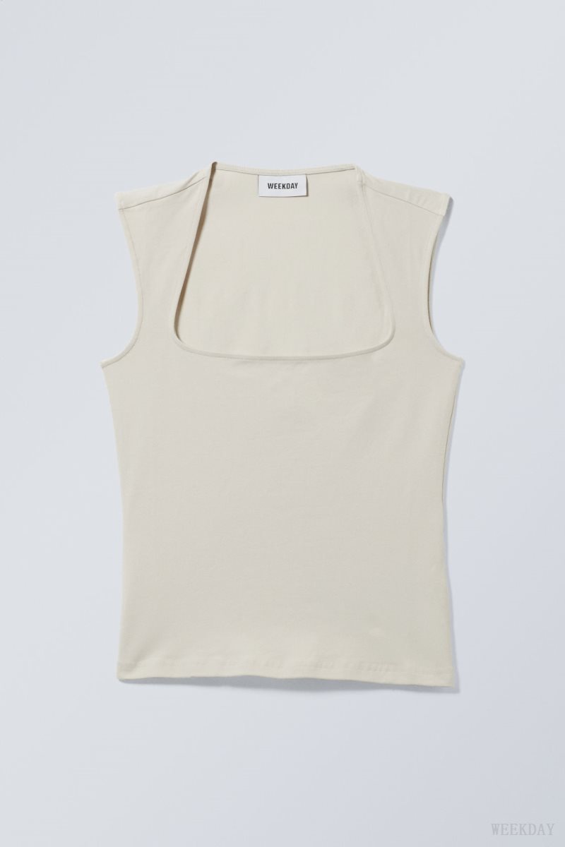 Weekday Esti Tank Top Beige | ZWLR3336