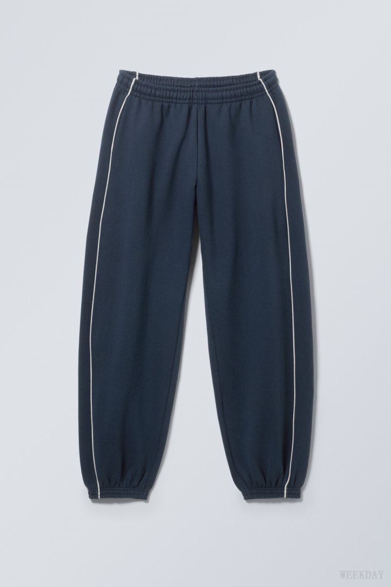 Weekday Even Piping Sweatpants Dark Blue | JLZG6642