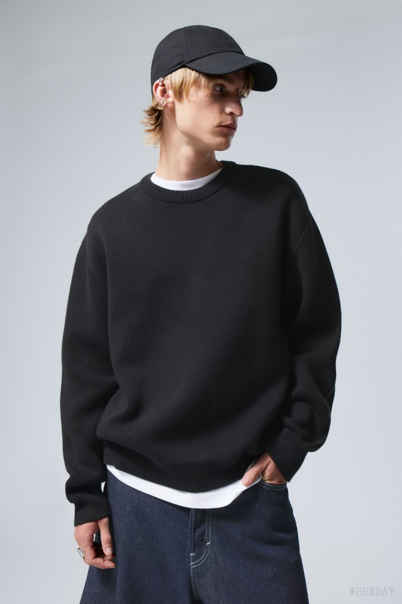 Weekday Fabian Jacquard Knit Sweater Black | HUHK1266