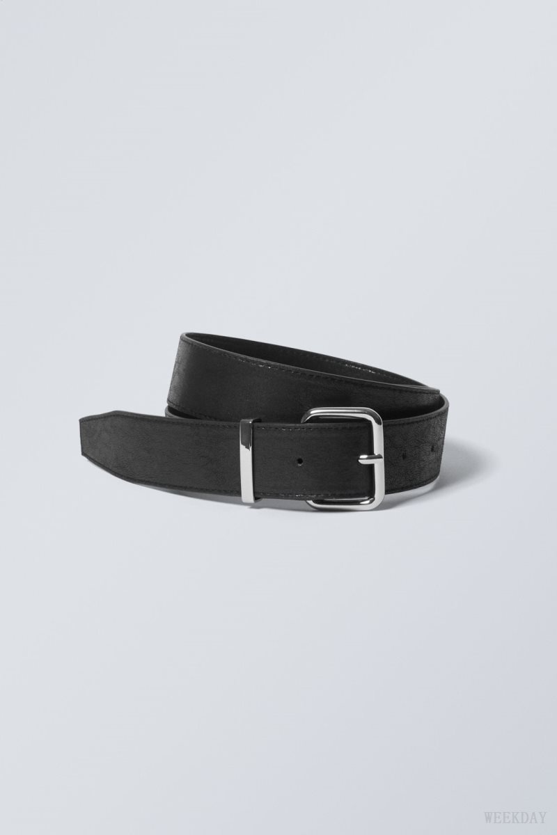 Weekday Faux Leather Buckle Belt Black | WEDN5349