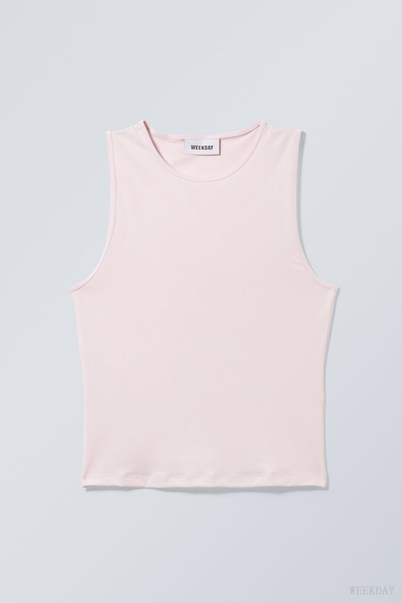 Weekday Fine Fitted Tank Top Light Pink | RZSN5405