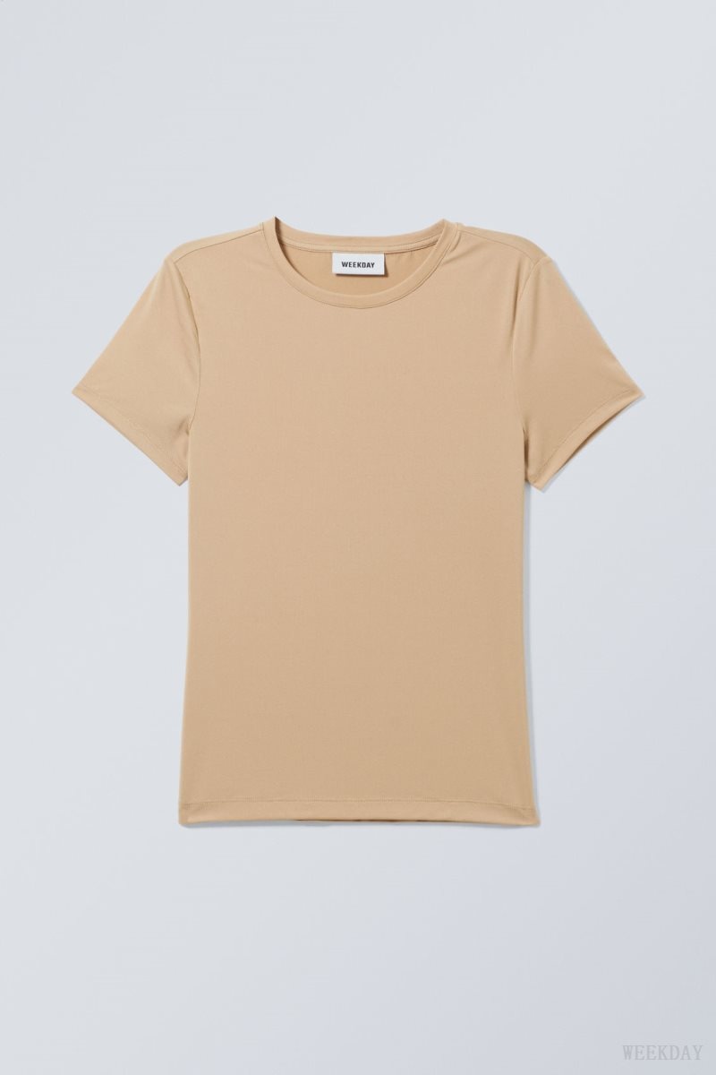 Weekday Fine T-shirt Beige | WJOJ1921