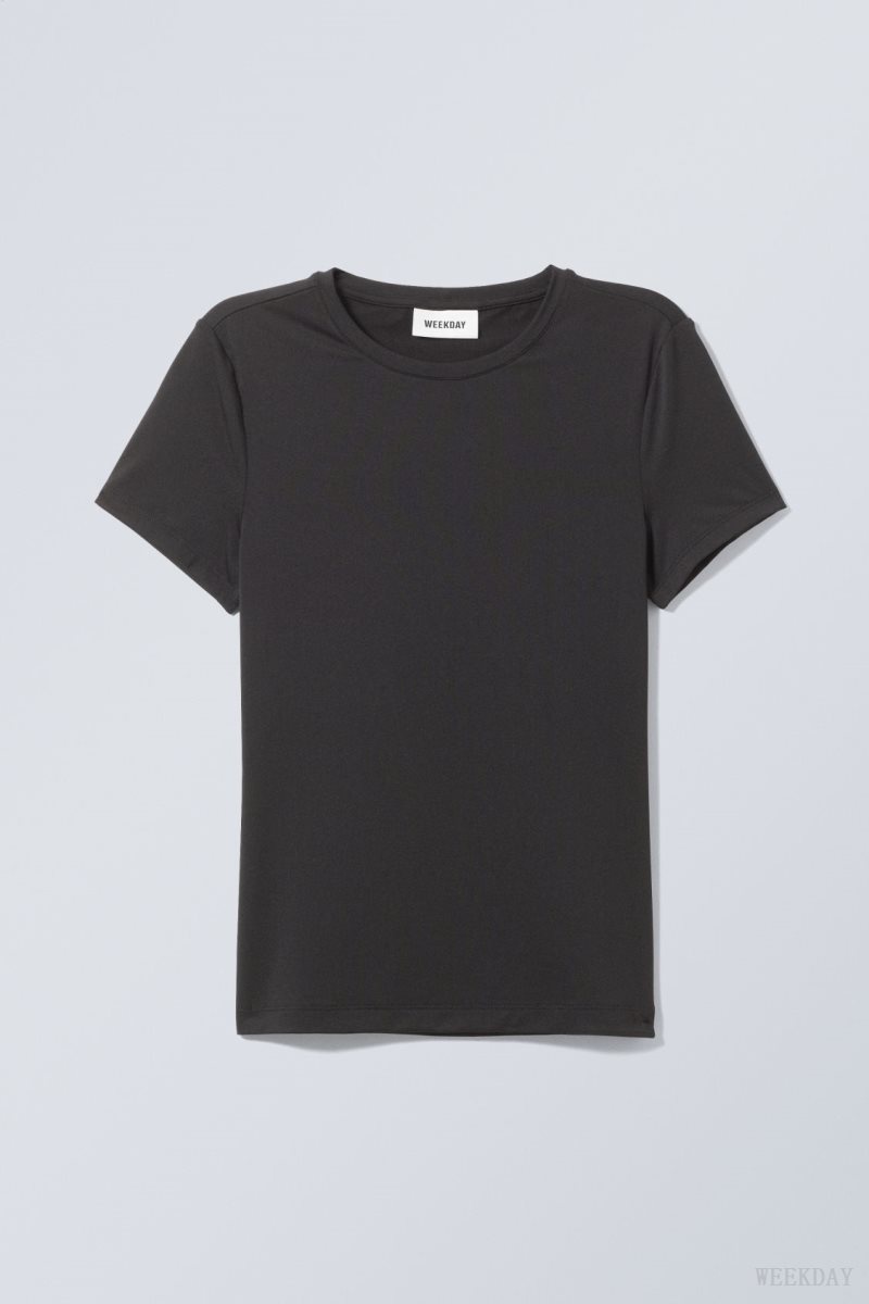 Weekday Fine T-shirt Black | SNWX6166