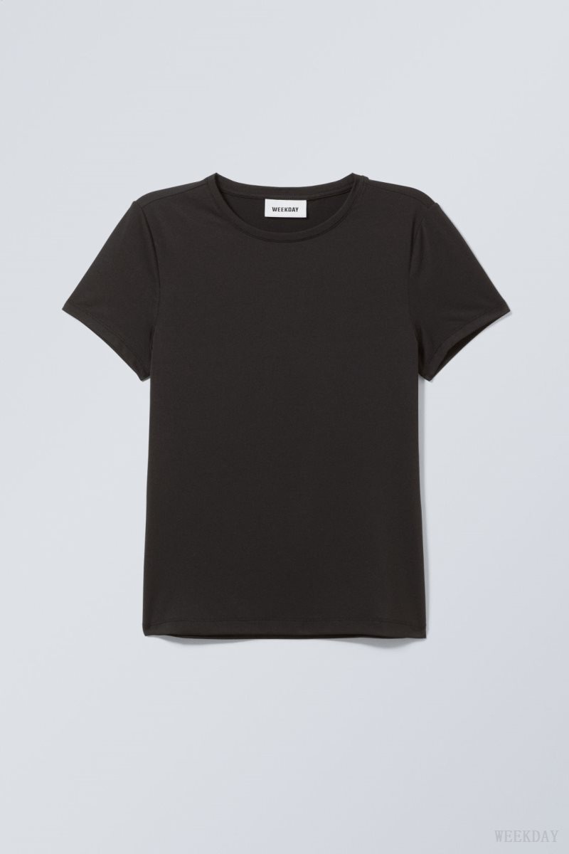 Weekday Fine T-shirt Black | SNWX6166