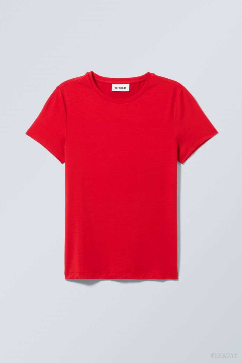 Weekday Fine T-shirt Light Red | SHFY3138