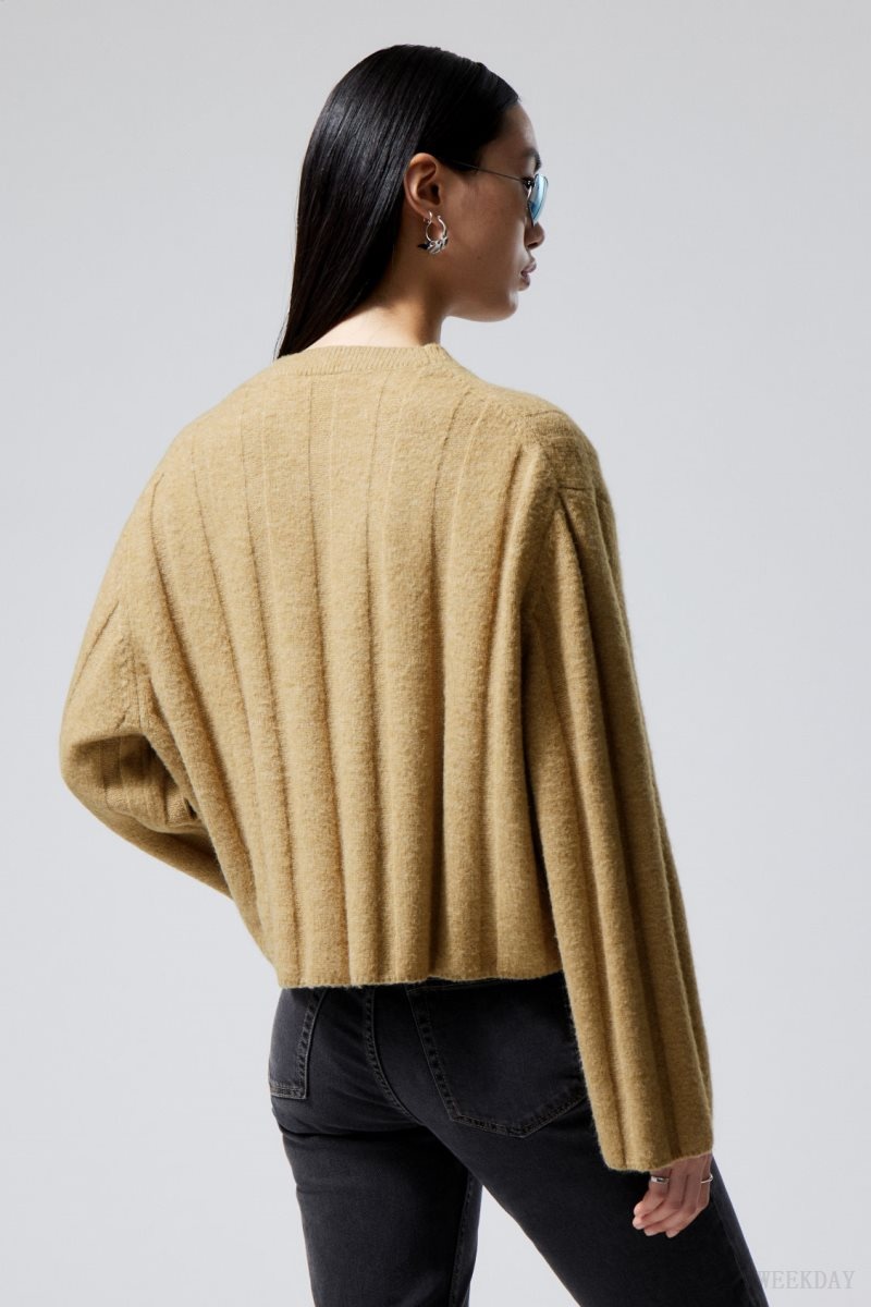 Weekday Fiona Rib Sweater Beige | TDRW9259