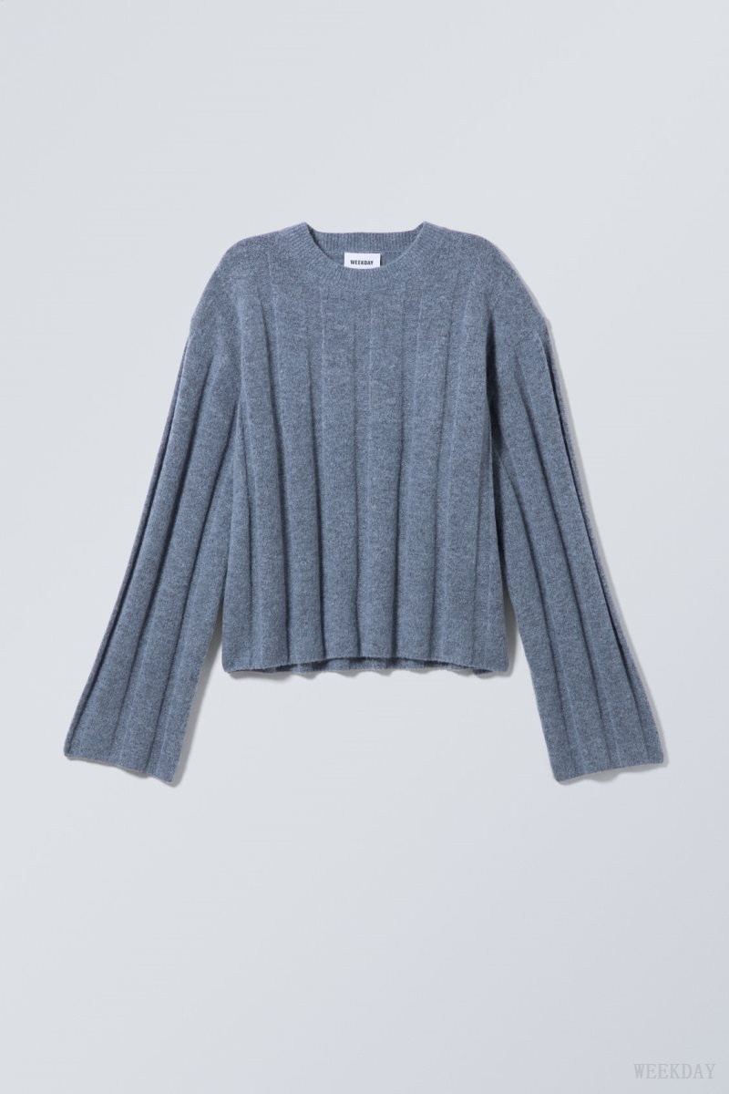 Weekday Fiona Rib Sweater Blue | RJTJ2366