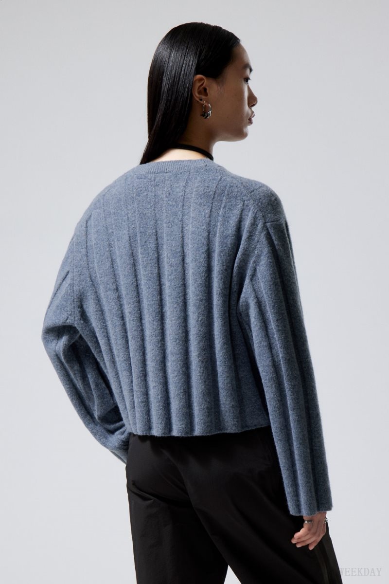 Weekday Fiona Rib Sweater Blue | RJTJ2366