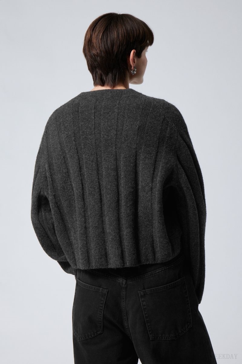 Weekday Fiona Rib Sweater Dark Grey | AQMC9516