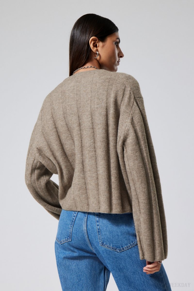 Weekday Fiona Rib Sweater Dusty Mole | CXAO0388