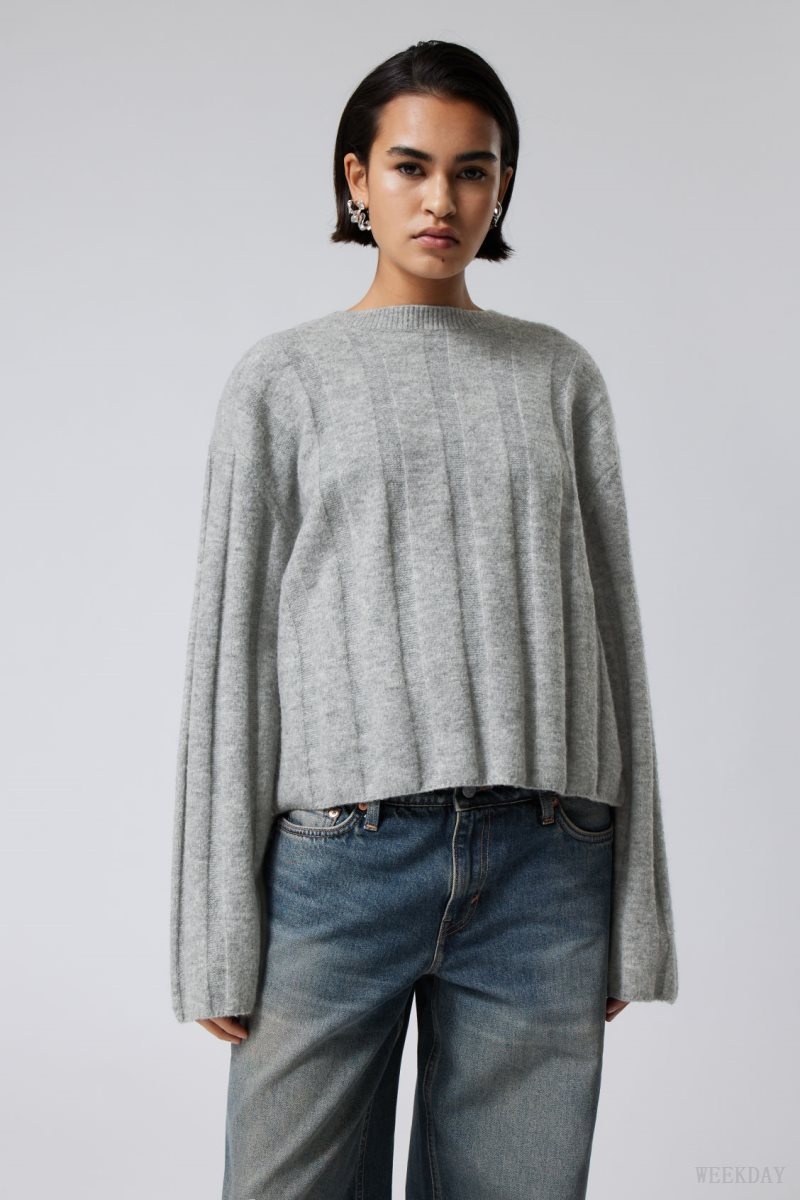 Weekday Fiona Rib Sweater Grey | FZSL2395