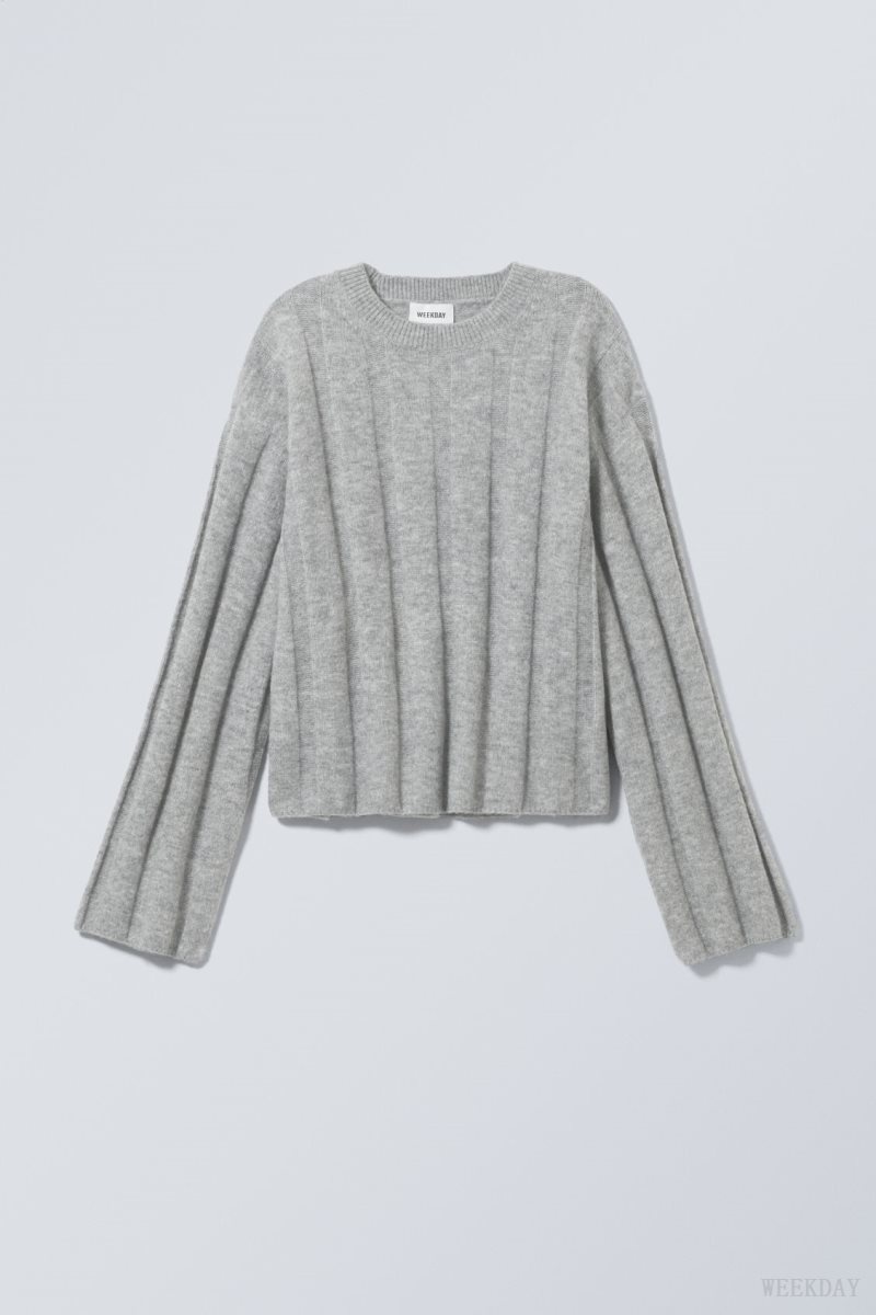 Weekday Fiona Rib Sweater Grey | FZSL2395