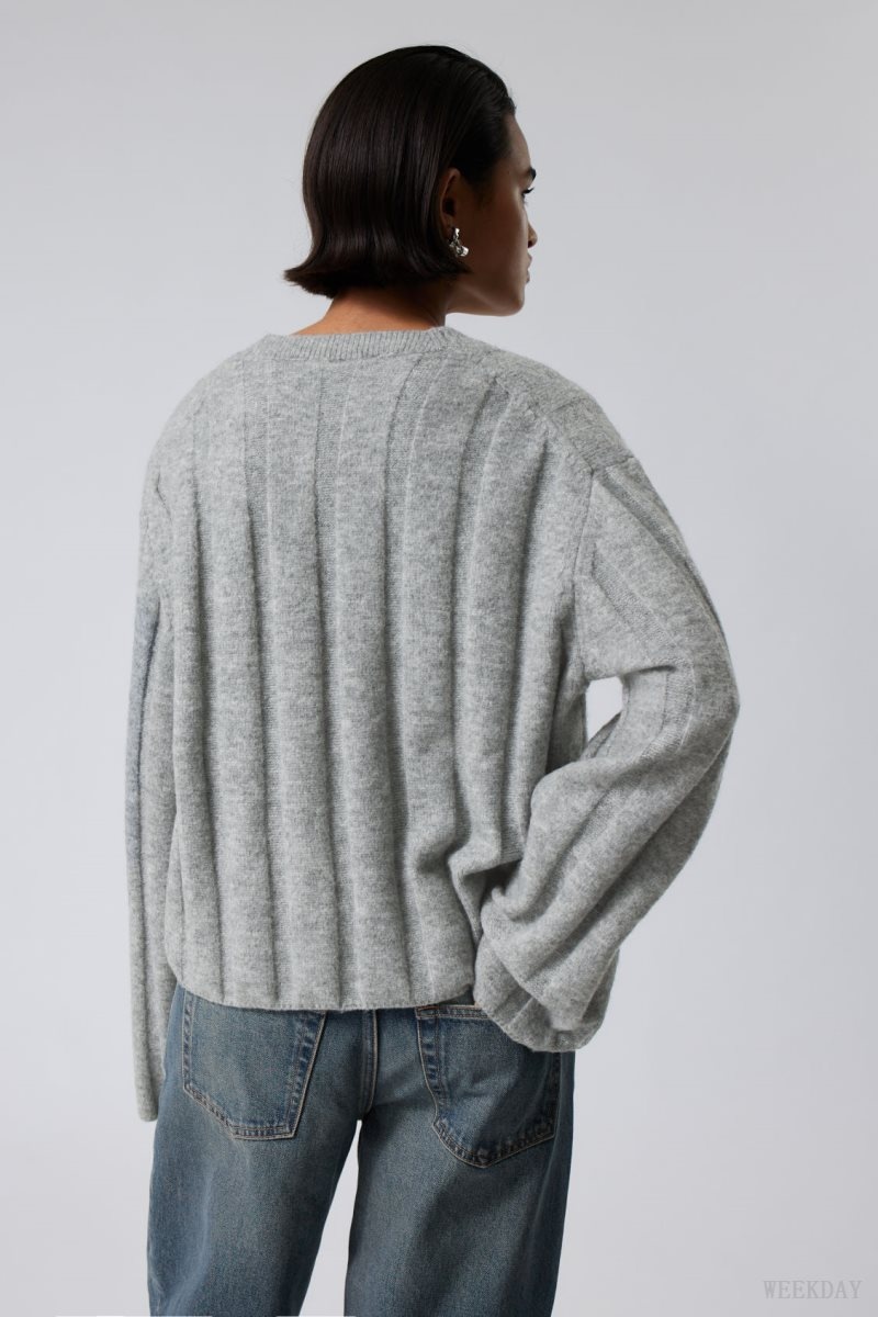 Weekday Fiona Rib Sweater Grey | FZSL2395