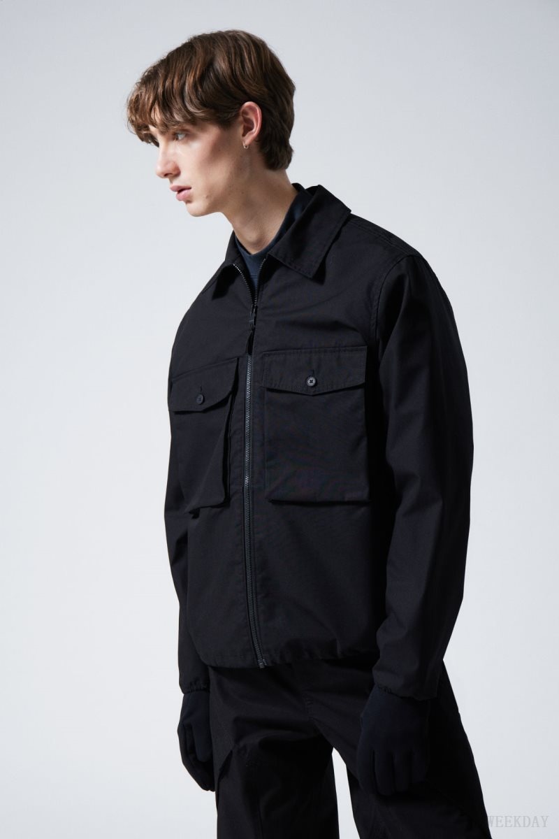 Weekday Frank Cargo Pocket Jacket Black | BOGV8141