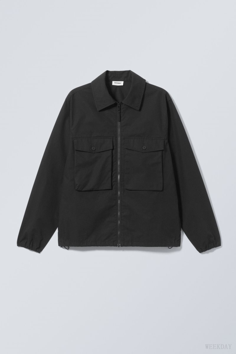 Weekday Frank Cargo Pocket Jacket Black | BOGV8141