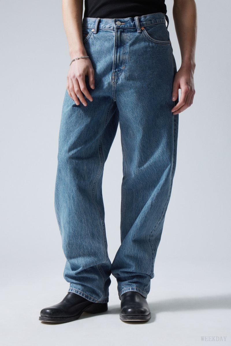 Weekday Galaxy Loose Straight Jeans Blue | OQPX7029