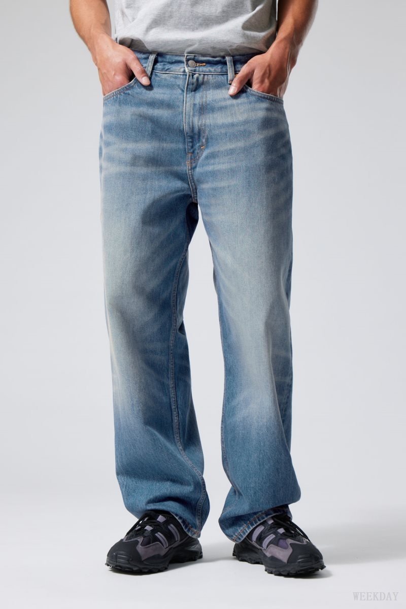 Weekday Galaxy Loose Straight Jeans Blue | REPU1789