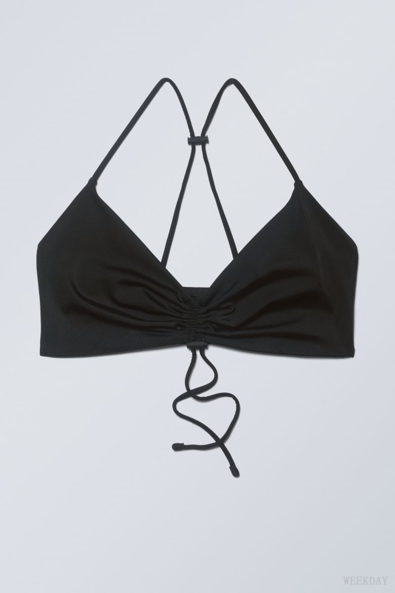 Weekday Gathered Bikini Top Black | JZZI9667