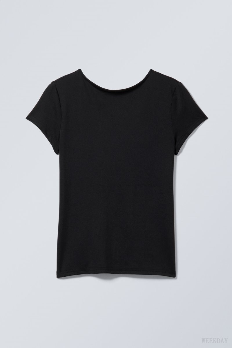 Weekday Gizem Open Back T-shirt Black | BFKF4120