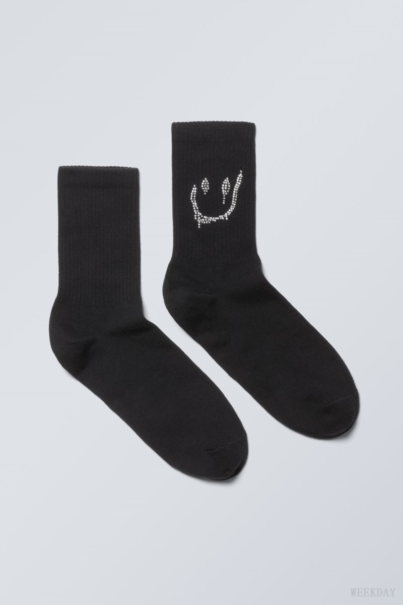 Weekday Graphic Sport Sock Black | PEQN4326