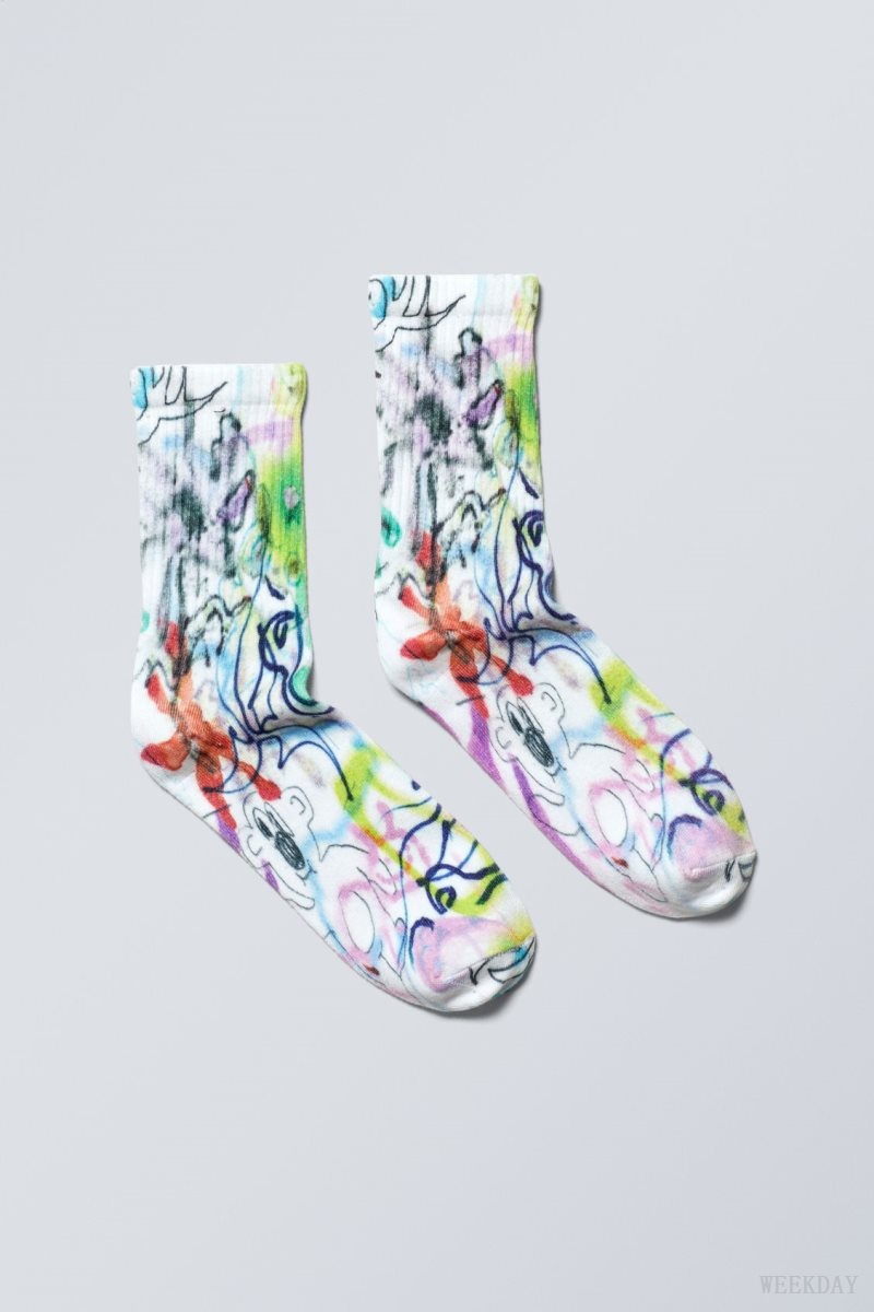 Weekday Graphic Sport Sock Messy Doodle 2 | KPJU8731