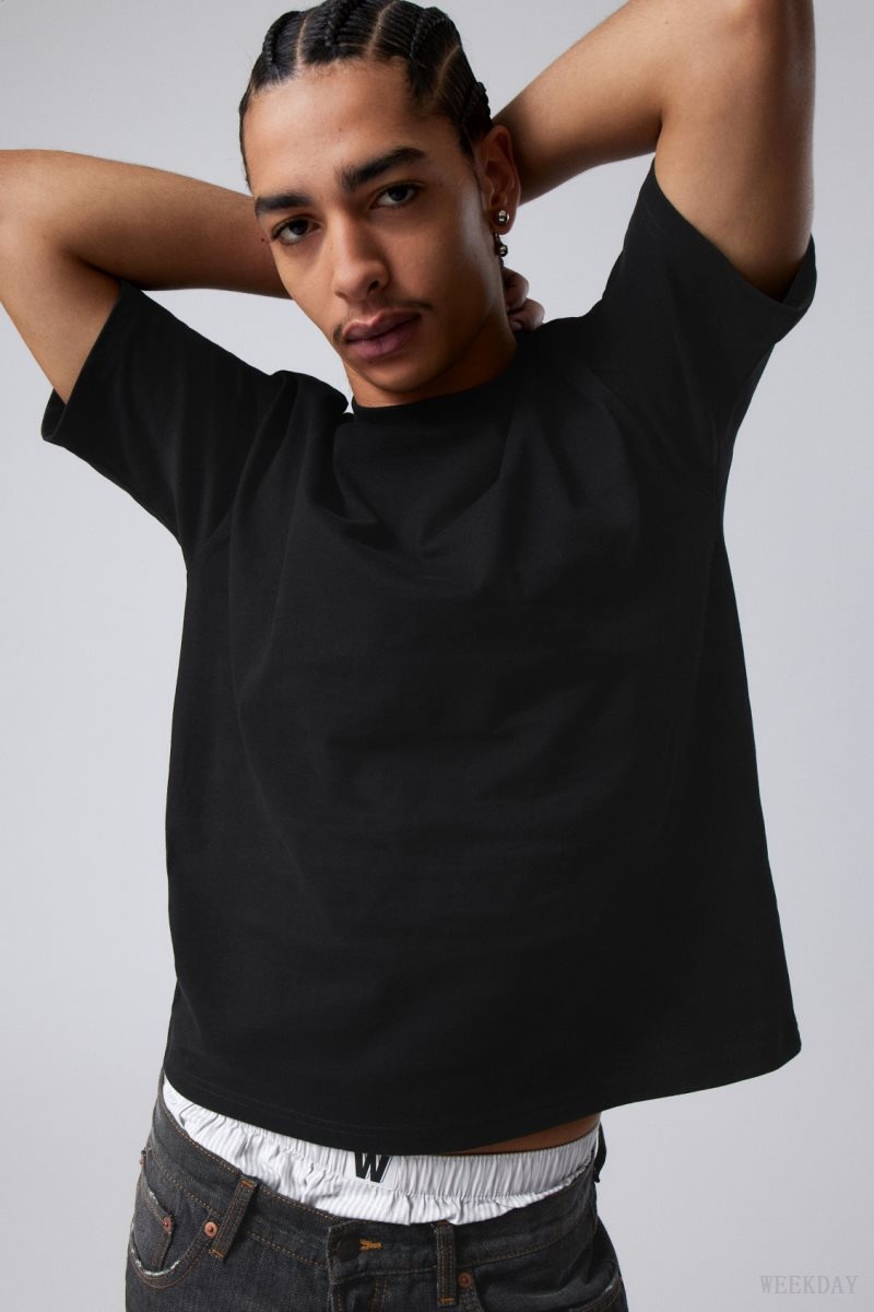 Weekday Great Boxy Heavyweight T-Shirt Black | TMLG3149