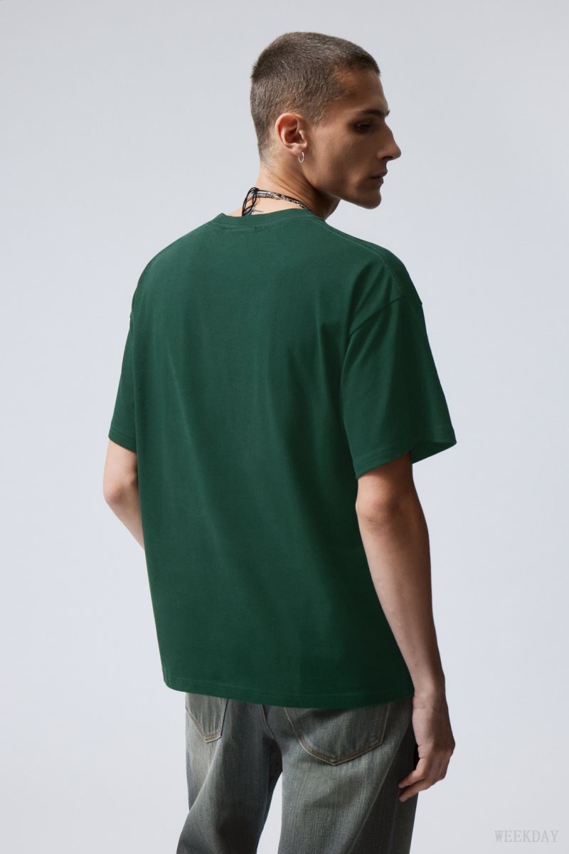 Weekday Great Boxy Heavyweight T-Shirt Dark Green | REME1956