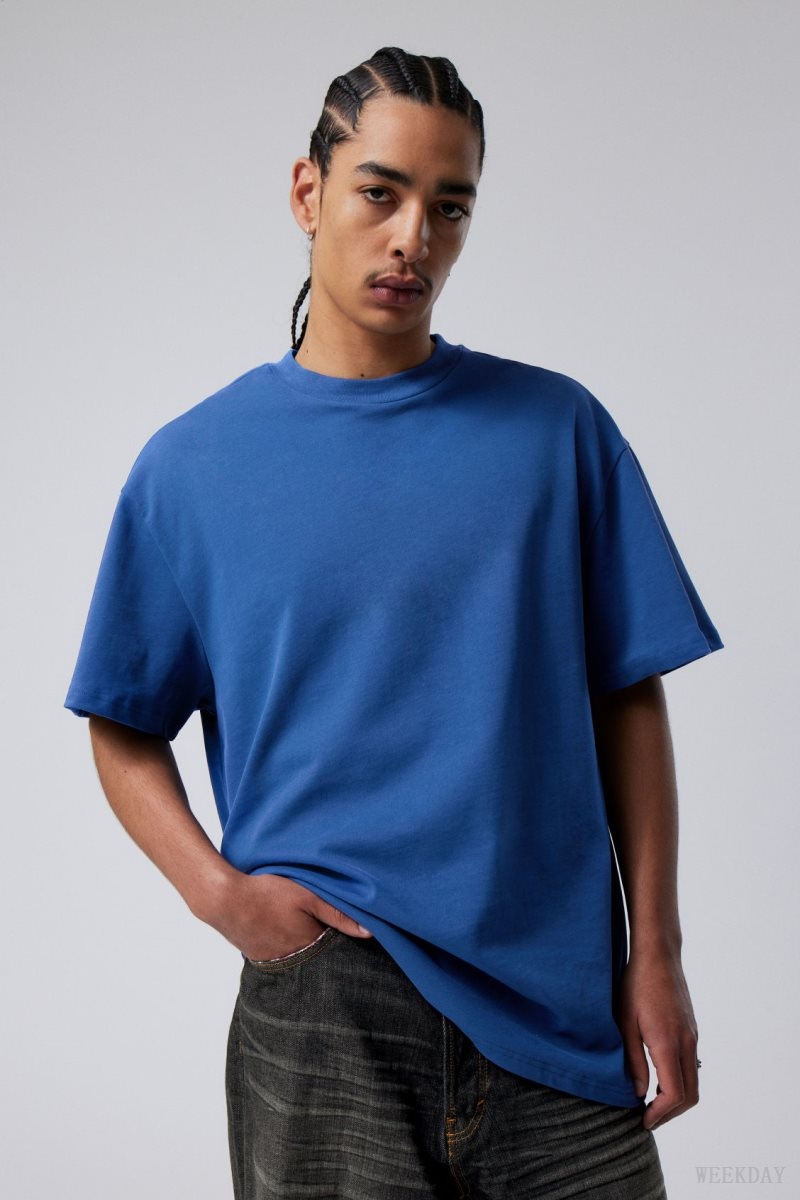 Weekday Great Heavyweight T-shirt Dark Blue | NROQ0475