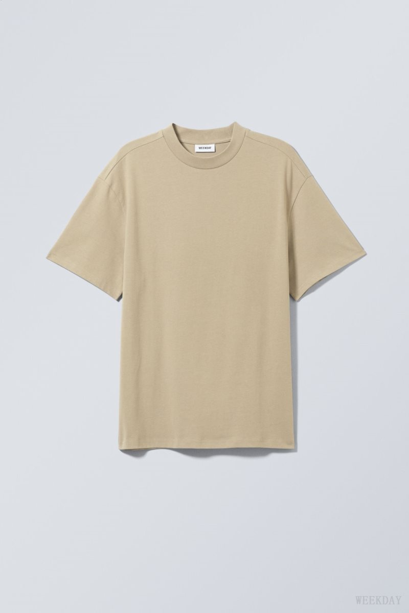 Weekday Great Heavyweight T-shirt Dusty Mole | RGZF0442