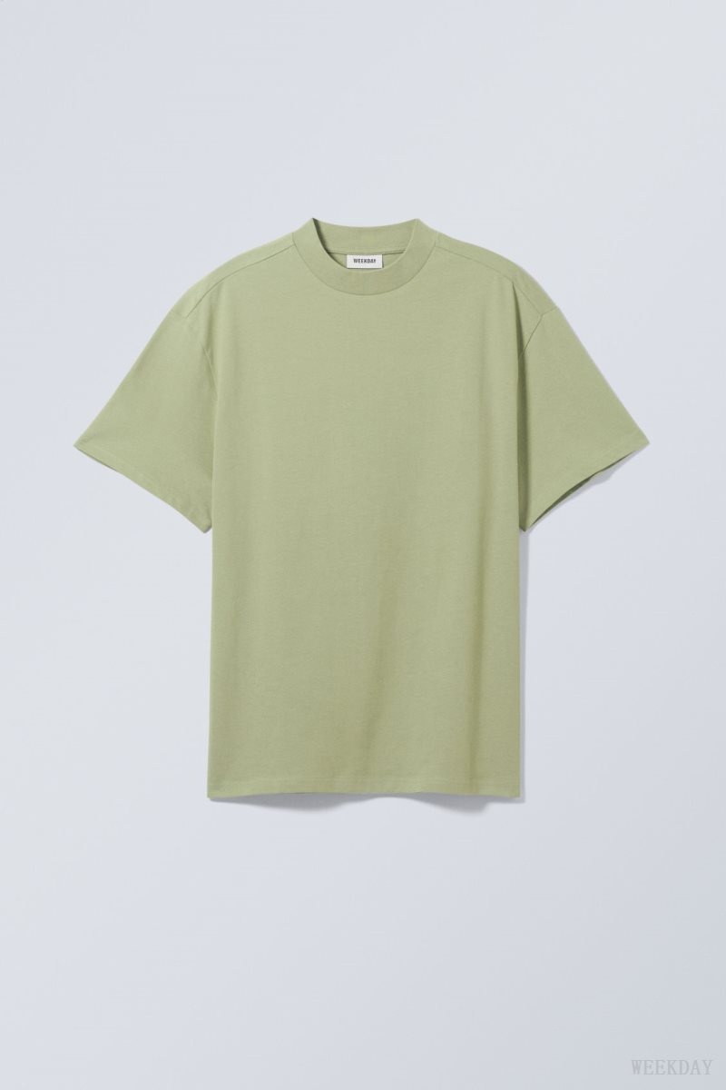 Weekday Great Heavyweight T-shirt Green | UZLF1291