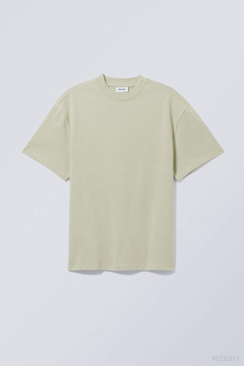 Weekday Great Heavyweight T-shirt Khaki | GXIL6642