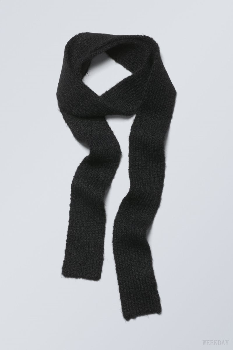 Weekday Hairy Slim Scarf Black | ZHDP1411