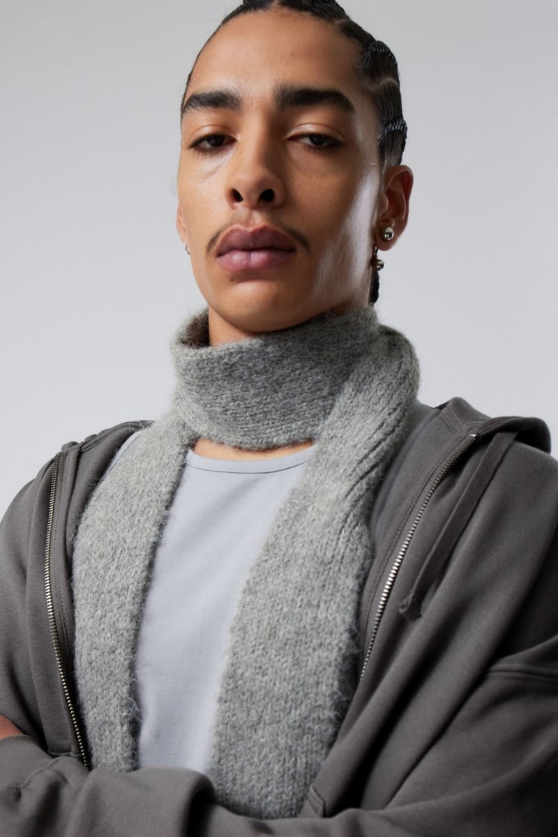 Weekday Hairy Slim Scarf Grey | RCGW2291