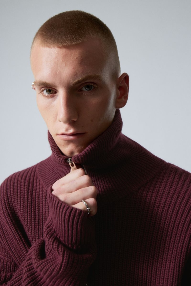 Weekday Harry Wool Blend Sweater Burgundy | DJFF8628