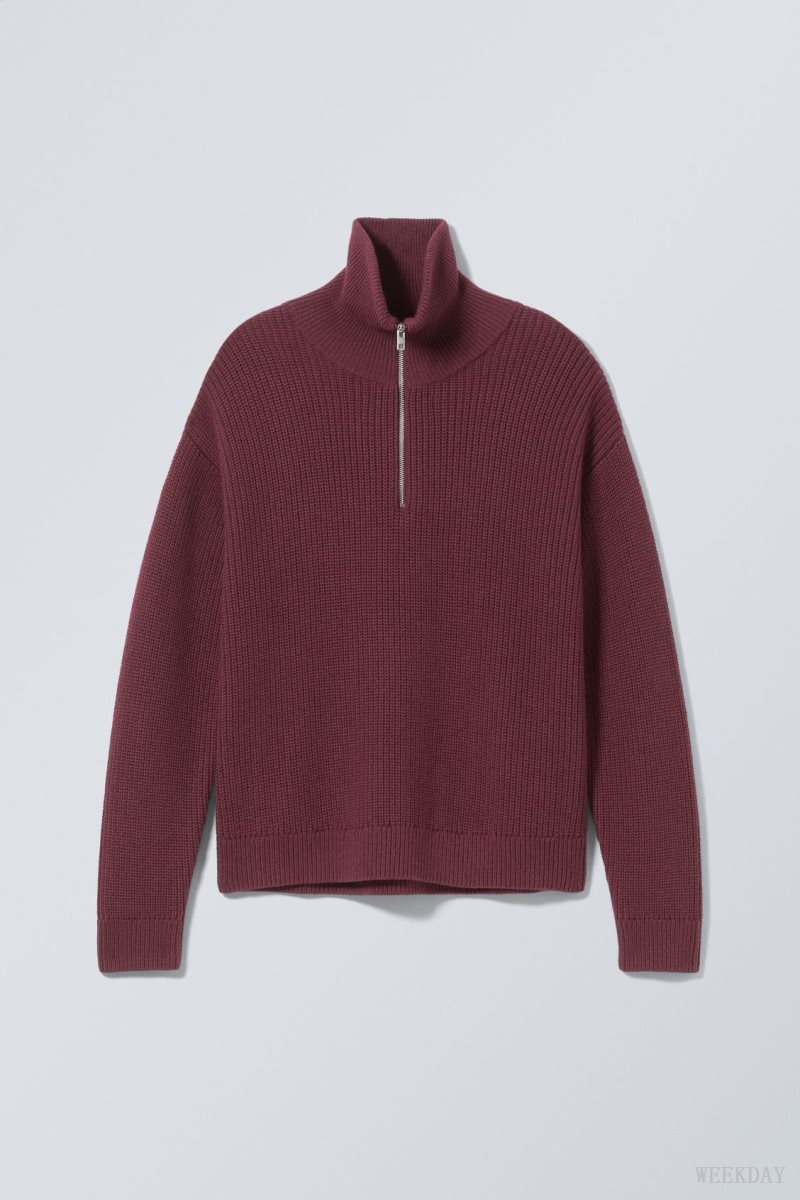 Weekday Harry Wool Blend Sweater Burgundy | DJFF8628