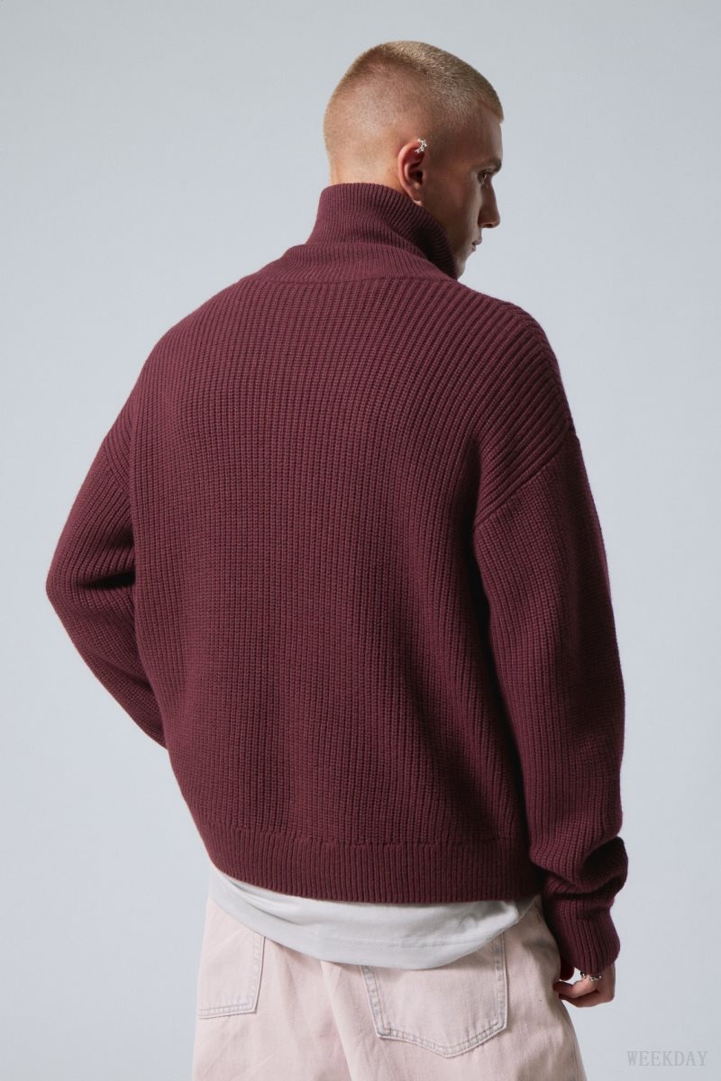 Weekday Harry Wool Blend Sweater Burgundy | DJFF8628