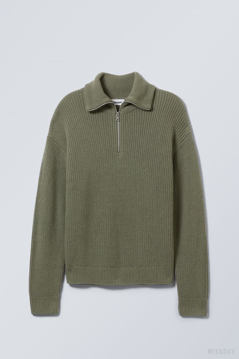 Weekday Harry Wool Blend Sweater Khaki | BPSS8090