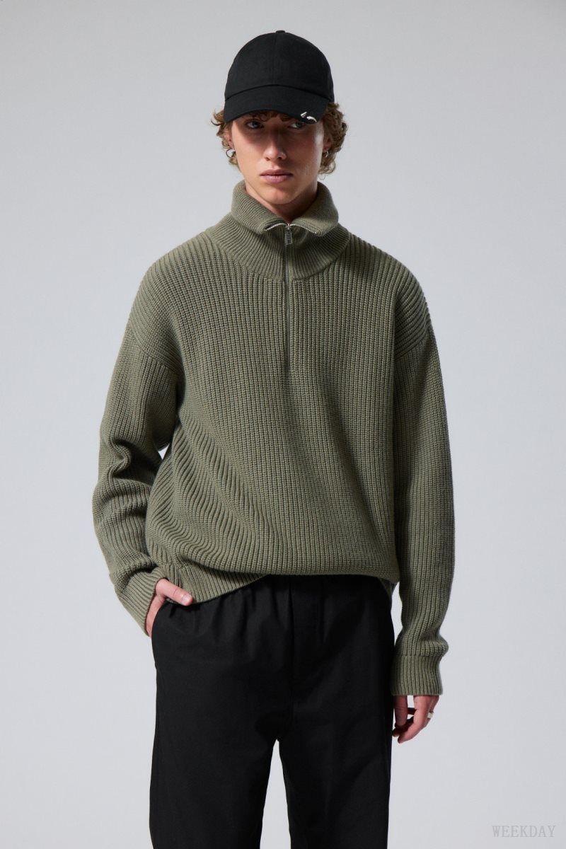 Weekday Harry Wool Blend Sweater Khaki | BPSS8090