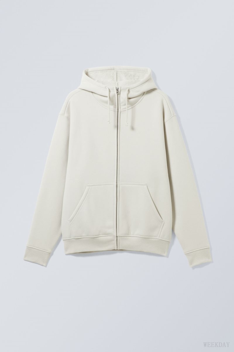 Weekday Hassan Fleece Zip Hoodie Light Mole | DMWT7883