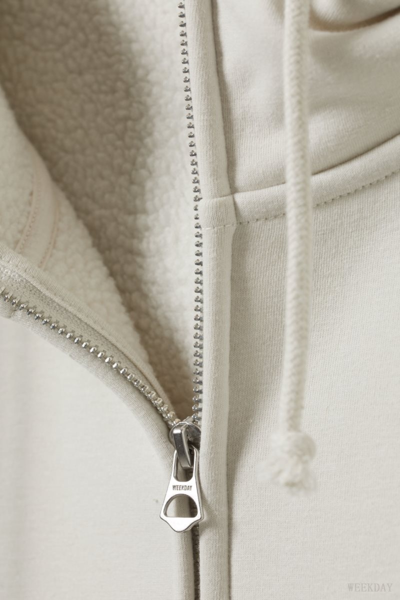 Weekday Hassan Fleece Zip Hoodie Light Mole | DMWT7883