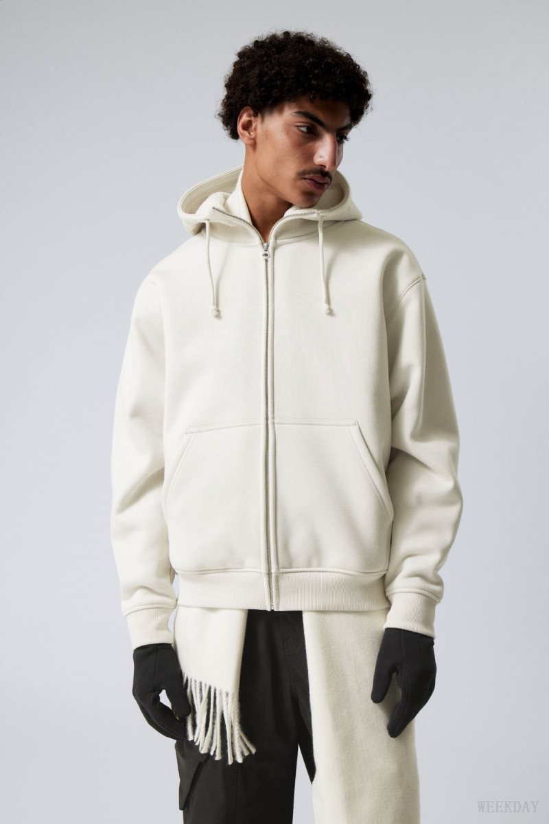 Weekday Hassan Fleece Zip Hoodie Light Mole | DMWT7883