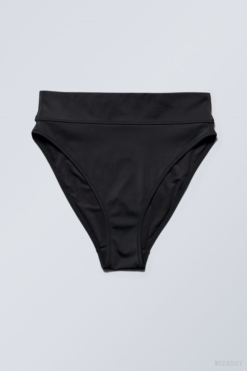 Weekday Heat High Waist Bikini Bottoms Black | MFZZ8219