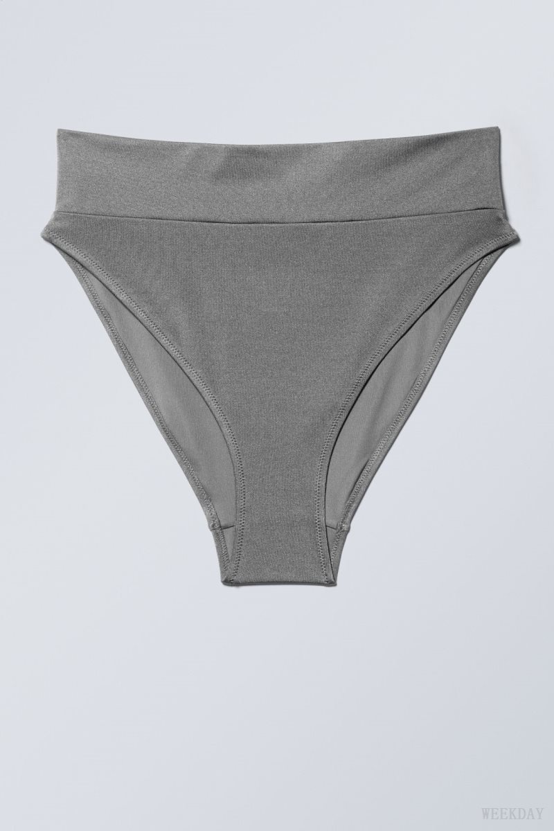 Weekday Heat High Waist Bikini Bottoms Grey | DYKJ4191