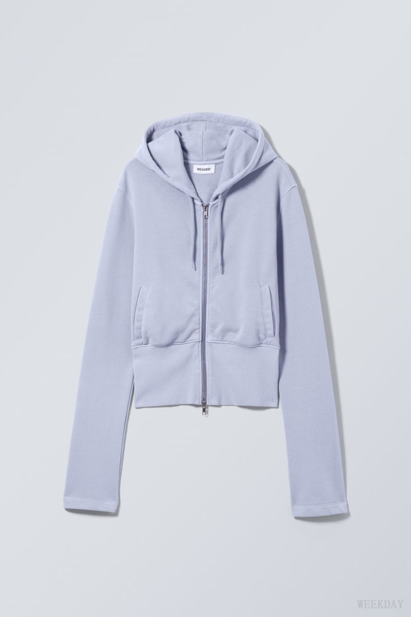 Weekday High Rib Mini Zip Hoodie Light Purple | YQJK7401