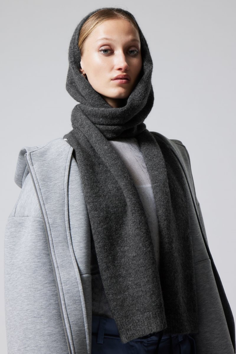 Weekday Hood Scarf Dark Grey | SFCD1179