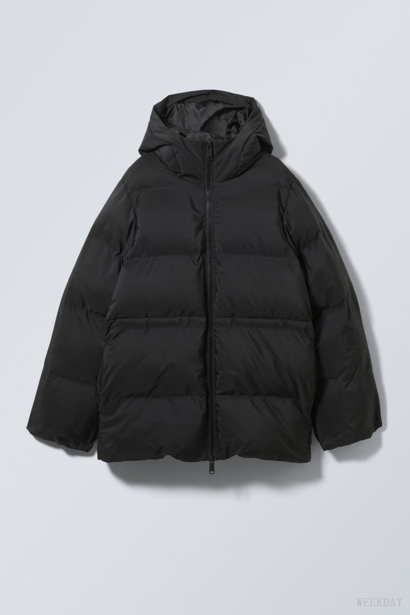 Weekday Illisa Waisted Puffer Jacket Black | MYOU7464