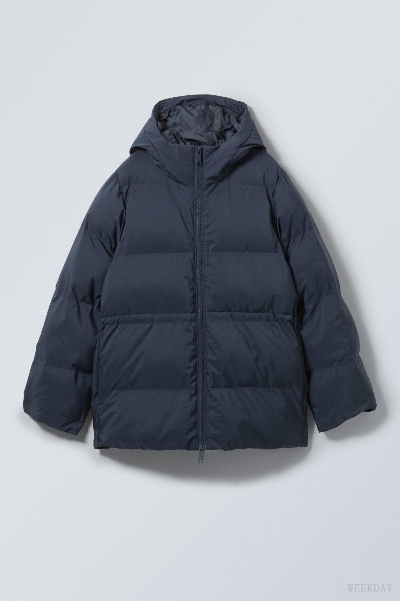 Weekday Illisa Waisted Puffer Jacket Dark Blue | LGNY7167