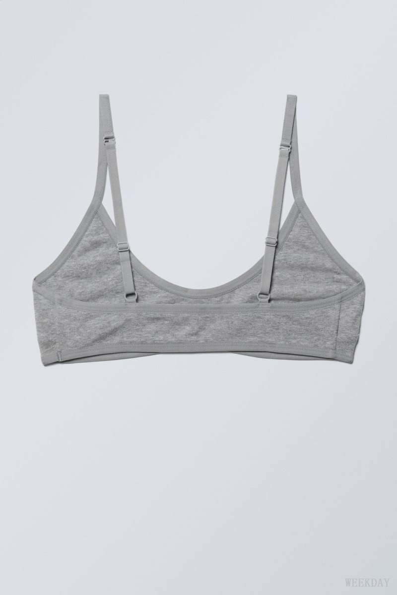 Weekday Inez Scooped Cotton Bralette Bralette Grey | DOCE3115